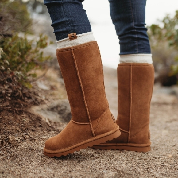 BearPaw Shoes - BearPaw Suede Elle Tall Classic Hickory Sheepskin and Wool Lining Women's Size 9
